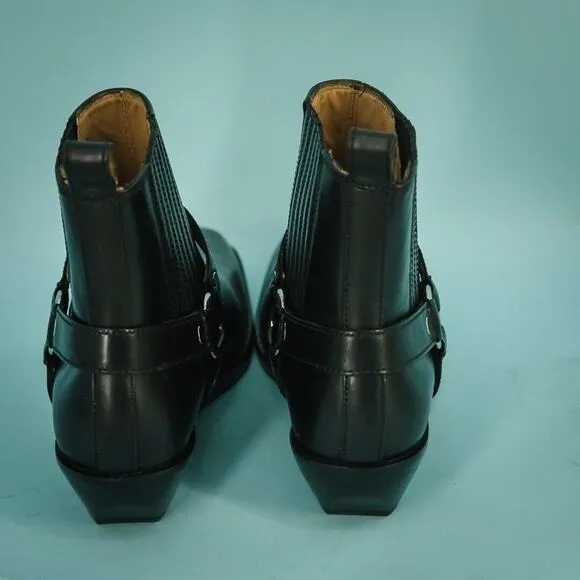 Madewell Size 8.5 Santiago Black Leather Western Moto Ankle Bootie Boots NEW