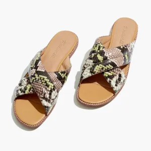 Madewell Skyler Snake Embossed Leather Slide Sandals NWOB