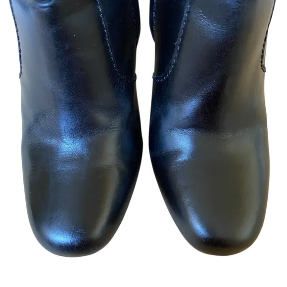 Madewell Sutton Leather Ankle Boots Booties Sz 6.5 Black Block Heel Side Zipper