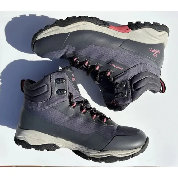 Magellan Outdoors 167566 Waterproof Hiking Boots Gray &amp; Pink Woman’s Size 8.5 B