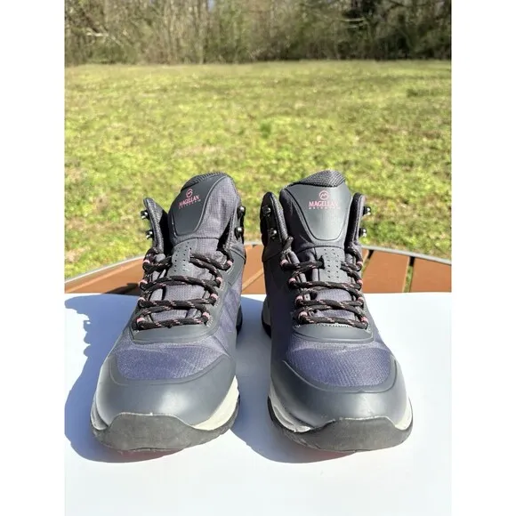 Magellan Outdoors 167566 Waterproof Hiking Boots Gray &amp; Pink Woman’s Size 8.5 B