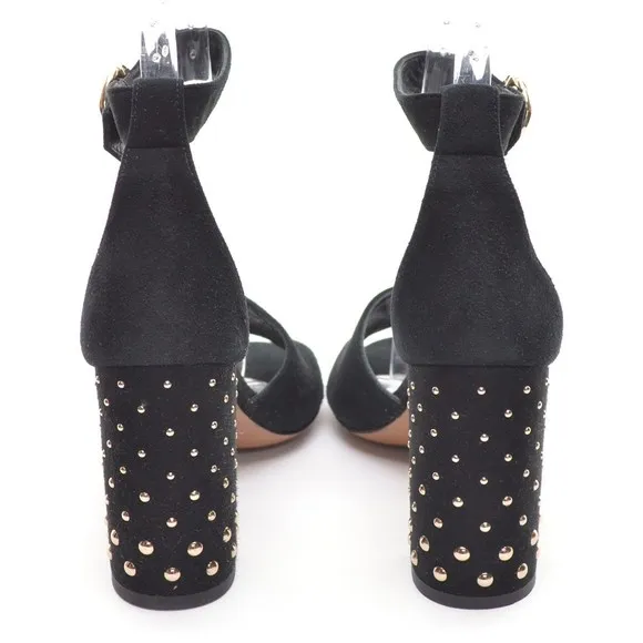 Maje 221FORIGA Black Suede Studded Heeled Sandals 37 New