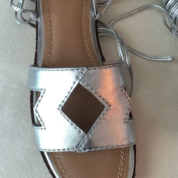 MAJE Studded Cutout Metallic Leather Sandals