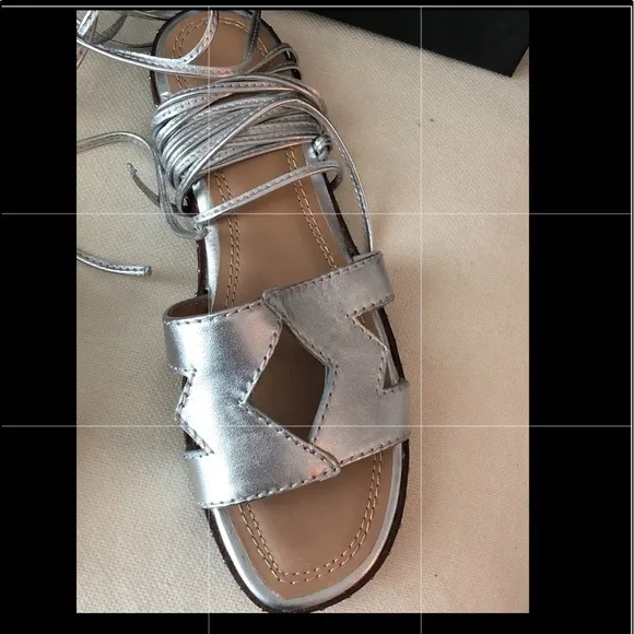 MAJE Studded Cutout Metallic Leather Sandals