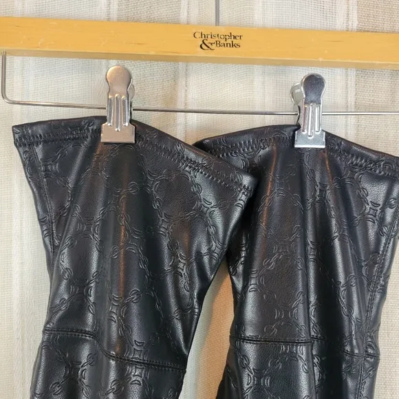 Mango MNG Over the Lnee Chain Embossed Boots Black Size 39/9 US