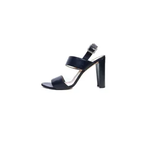 Manolo Blahnik Sandals Black Leather 'Khan' 4.25&quot; Block Heels SZ 40 | 9
