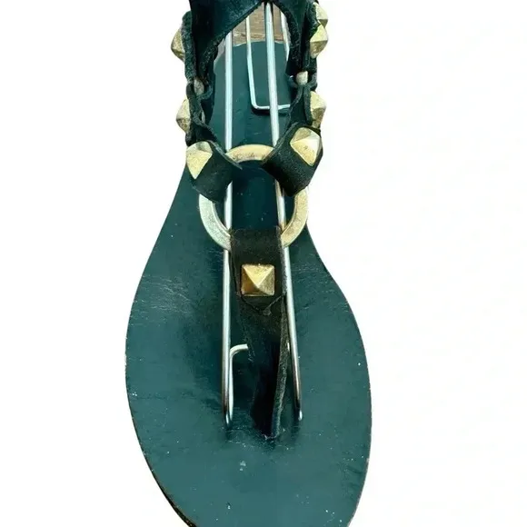 Mara &amp; Mine Georgia Suede Studded T-Strap Ring Strappy Flat Sandals