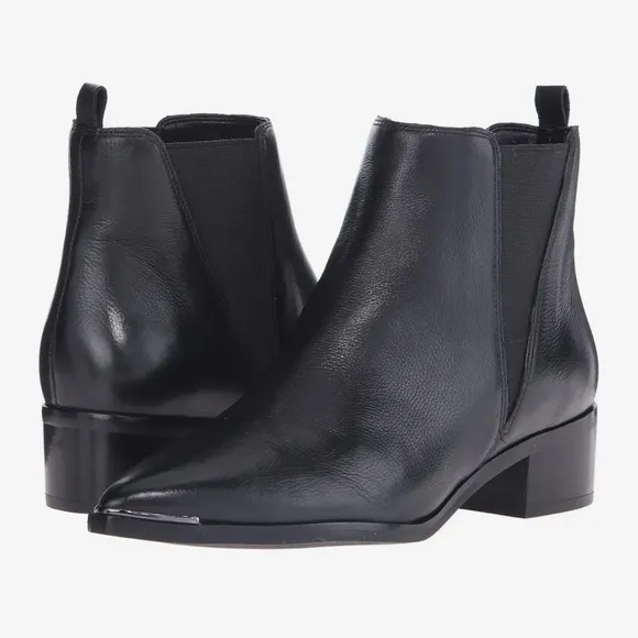 Marc Fisher Black Leather Pointed Toe Yale Ankle Boots Size 7