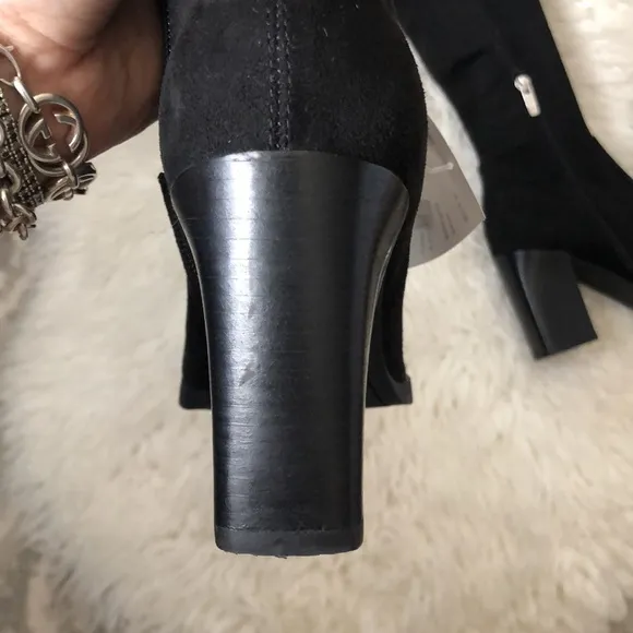 MARC FISHER Black Over the Knee Heeled Pointed Toe Boots