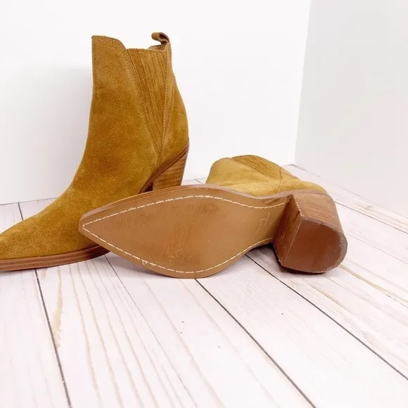 Marc Fisher Gradi Western Suede Brown Tan Ankle Boots Size 10