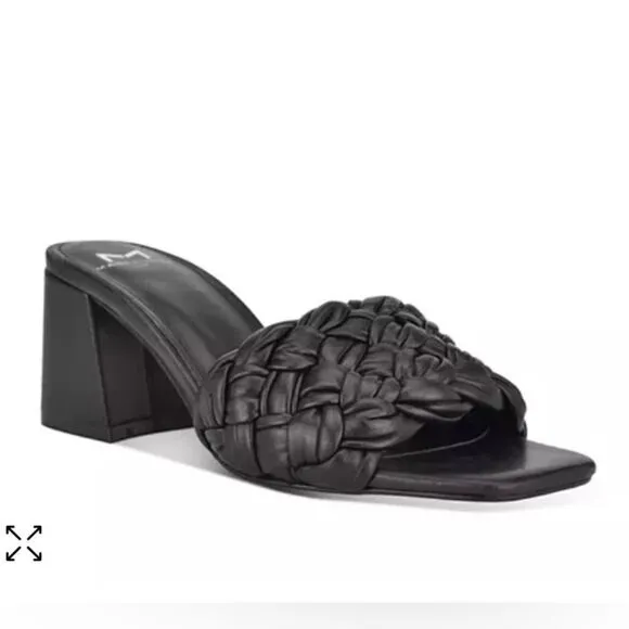 Marc Fisher LTD Nahea 2 Women’s Black Leather Block Heel Sandals Size 6.5
