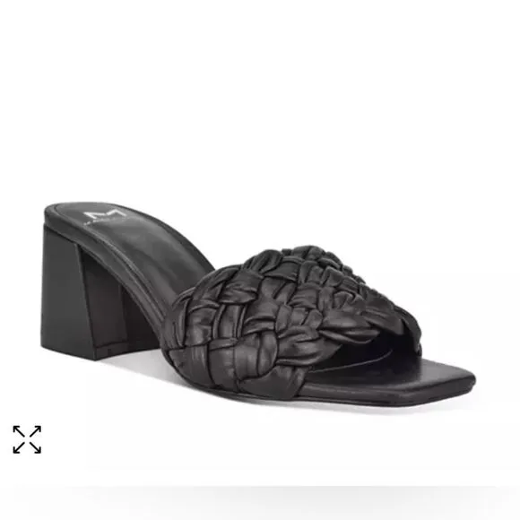 Marc Fisher LTD Nahea 2 Women’s Black Leather Block Heel Sandals Size 6.5