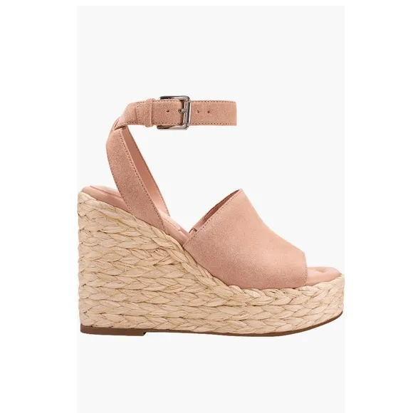 Marc Fisher LTD Nelly Ankle Strap Wedge Sandals Light Natural 111 Women’s Size 9