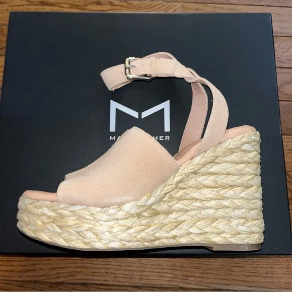 Marc Fisher LTD Nelly Ankle Strap Wedge Sandals Light Natural 111 Women’s Size 9