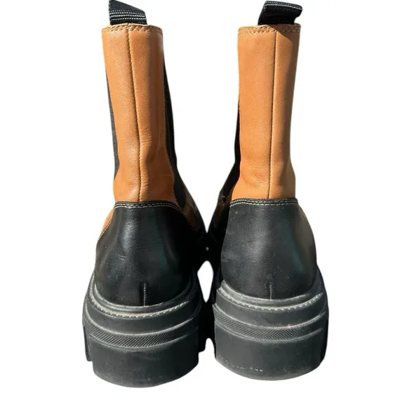 Marc Fisher Morgan Leather Chelsea Ankle Boot Size 7.5 Brown/Black lug sole