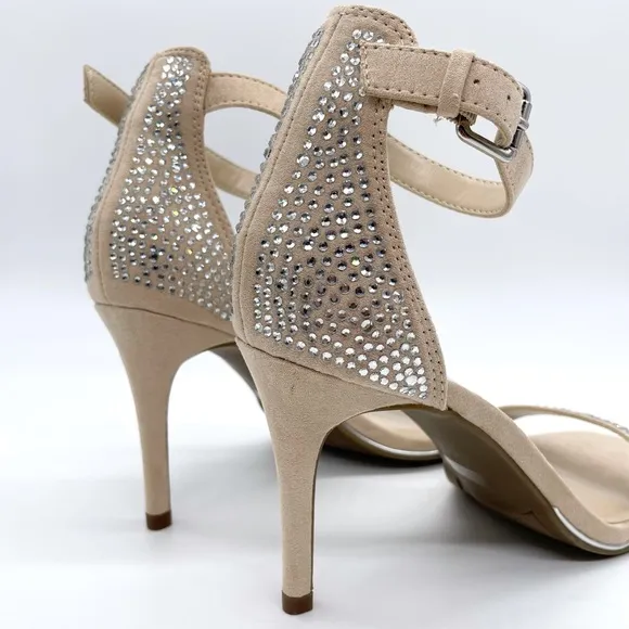 Marc Fisher Suede Silver Studded Cream Sandals