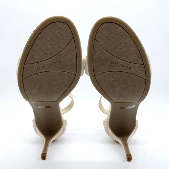 Marc Fisher Suede Silver Studded Cream Sandals