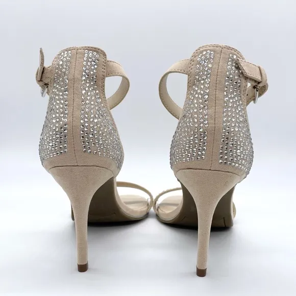 Marc Fisher Suede Silver Studded Cream Sandals