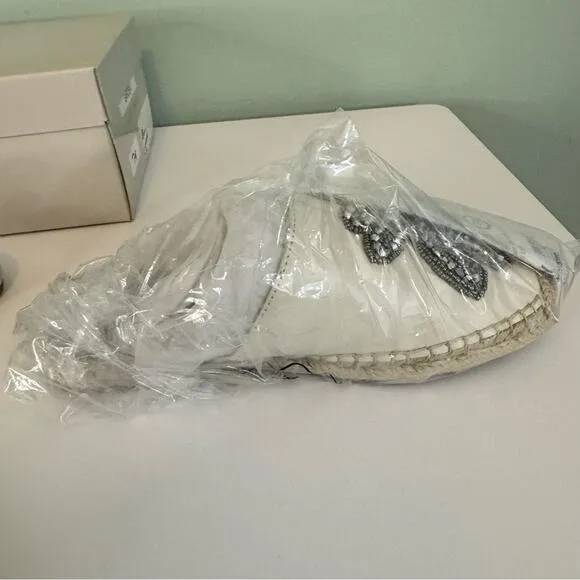 Marc Fisher Women's Slip On Espadrille Leather Beaded Rope Loafers Size 5.5 NIB