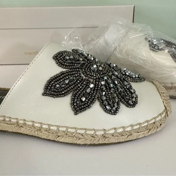 Marc Fisher Women's Slip On Espadrille Leather Beaded Rope Loafers Size 5.5 NIB