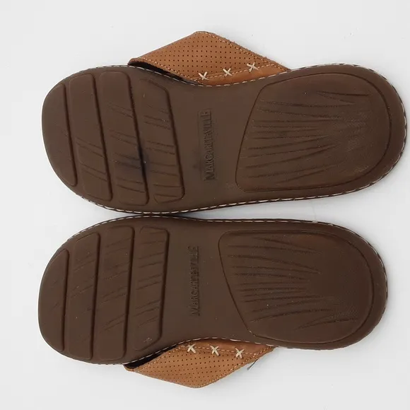 Margaritaville Sandals Leather Flip Flap Mens 11 Brown Casual Vacation Beach Y2k