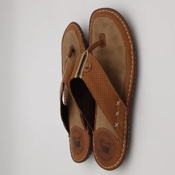 Margaritaville Sandals Leather Flip Flap Mens 11 Brown Casual Vacation Beach Y2k