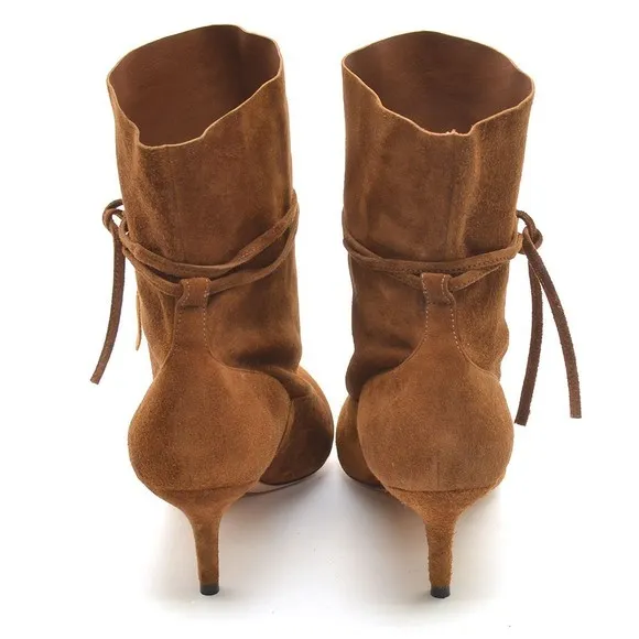 Marion Parke Etta Cocoa Pointed Toe Heel Boots 36.5 New