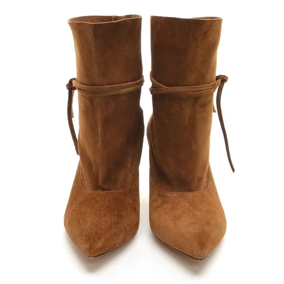 Marion Parke Etta Cocoa Pointed Toe Heel Boots 36.5 New