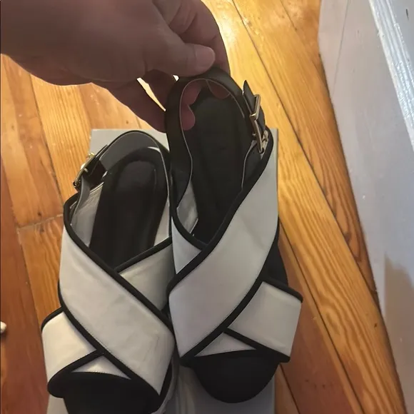 Marni Black and White Criss-Cross Women’s Sandals