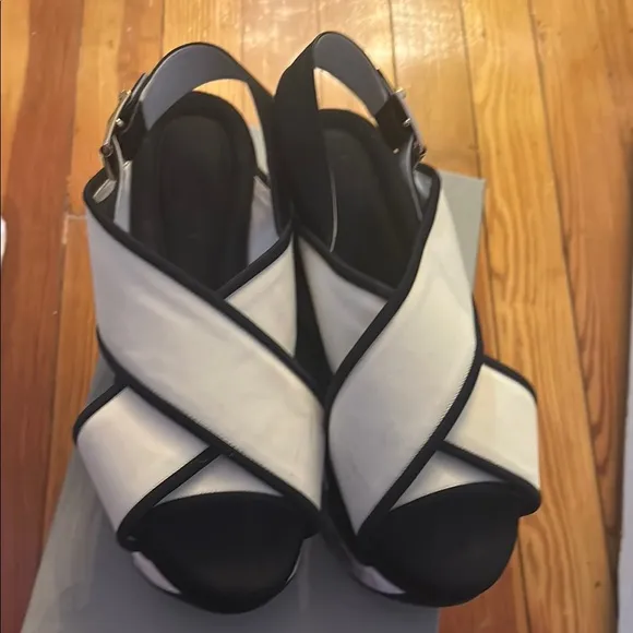 Marni Black and White Criss-Cross Women’s Sandals