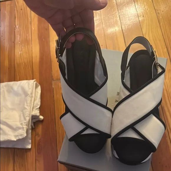 Marni Black and White Criss-Cross Women’s Sandals