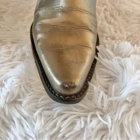 Matisse leather western cowgirl boots bronze gold metallic flowers size 7.5