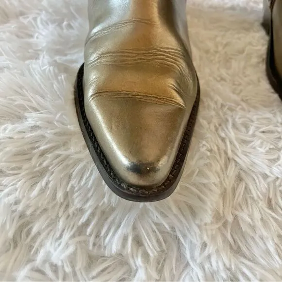 Matisse leather western cowgirl boots bronze gold metallic flowers size 7.5