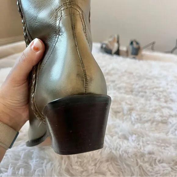 Matisse leather western cowgirl boots bronze gold metallic flowers size 7.5