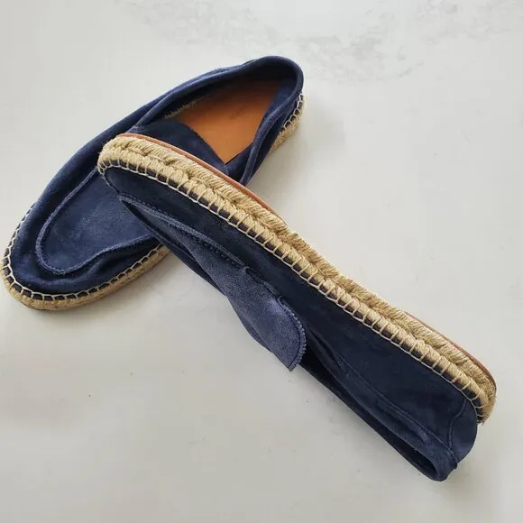 Men's Aurelien Steel Blue Beachside Suede &amp; Jute Espadrille Loafers  45/11-11.5