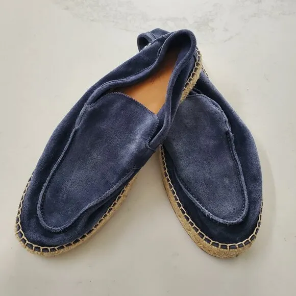 Men's Aurelien Steel Blue Beachside Suede &amp; Jute Espadrille Loafers  45/11-11.5