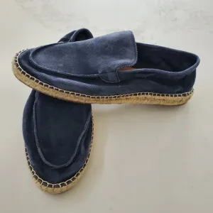 Men's Aurelien Steel Blue Beachside Suede &amp; Jute Espadrille Loafers  45/11-11.5