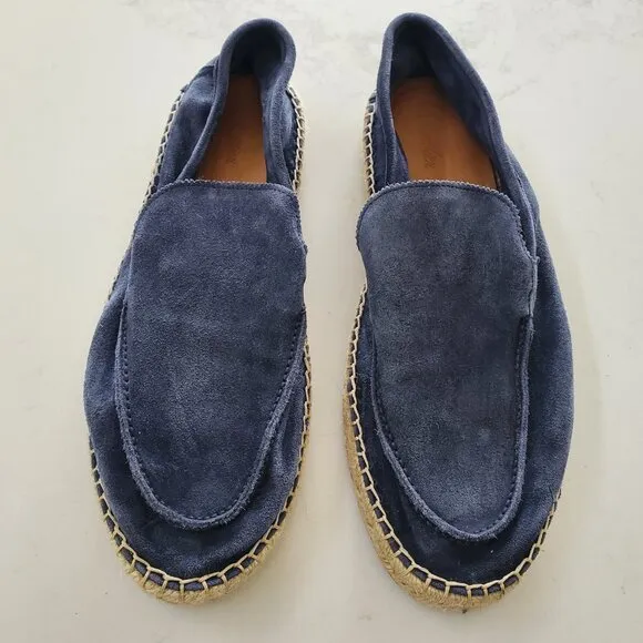 Men's Aurelien Steel Blue Beachside Suede &amp; Jute Espadrille Loafers  45/11-11.5