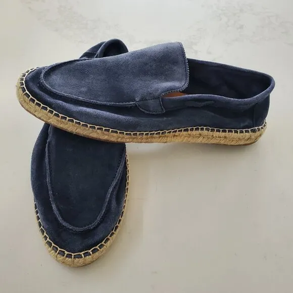 Men's Aurelien Steel Blue Beachside Suede &amp; Jute Espadrille Loafers  45/11-11.5