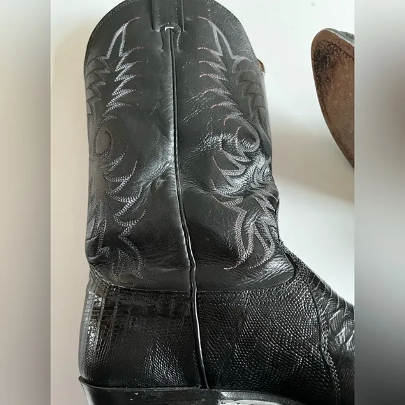 Men's Nocona USA Black Leather Pointed Toe Western Cowboy Boots Size 10 1/2 D