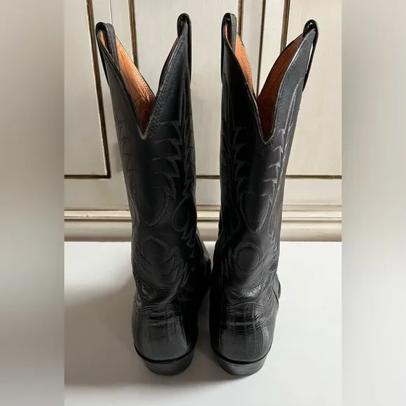 Men's Nocona USA Black Leather Pointed Toe Western Cowboy Boots Size 10 1/2 D