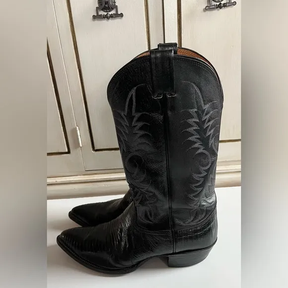Men's Nocona USA Black Leather Pointed Toe Western Cowboy Boots Size 10 1/2 D