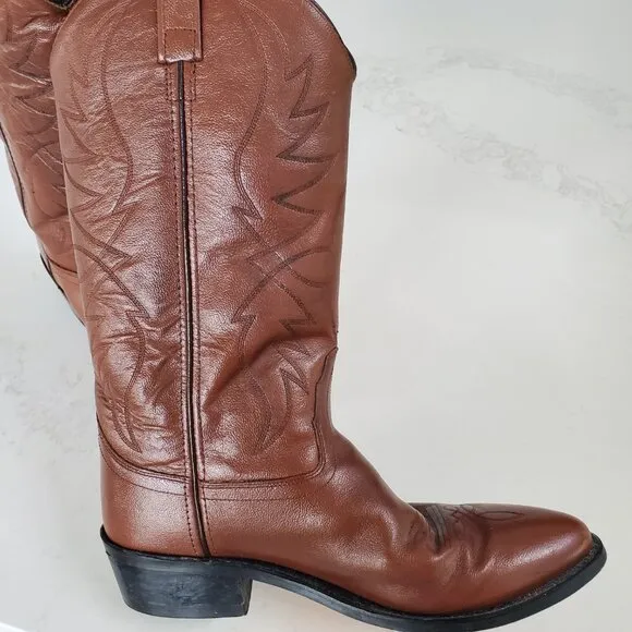 Men's Old West Brown Leather Western Cowboy Boots  sz. 10D