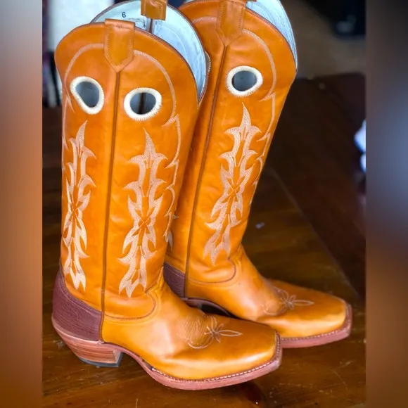 Men’s Tall Leather Square Toe Cowboy Western Boots Men’s size 9 women 11-11.5