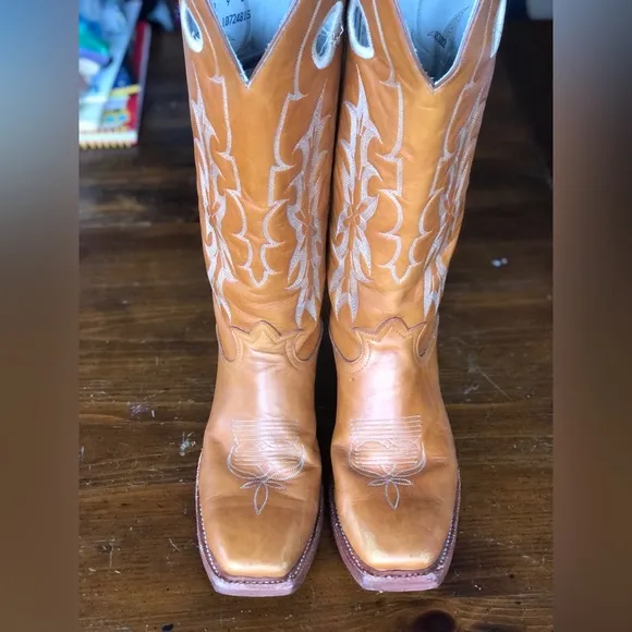 Men’s Tall Leather Square Toe Cowboy Western Boots Men’s size 9 women 11-11.5