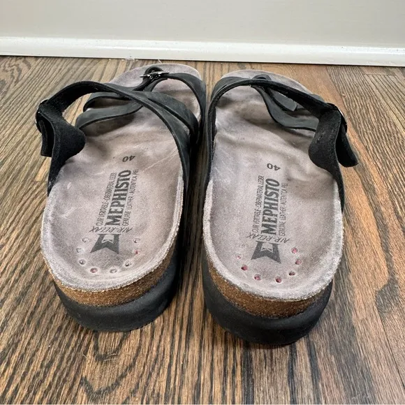 Mephisto Hannel black leather sandals size 40/10
