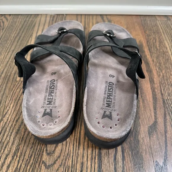 Mephisto Hannel black leather sandals size 40/10
