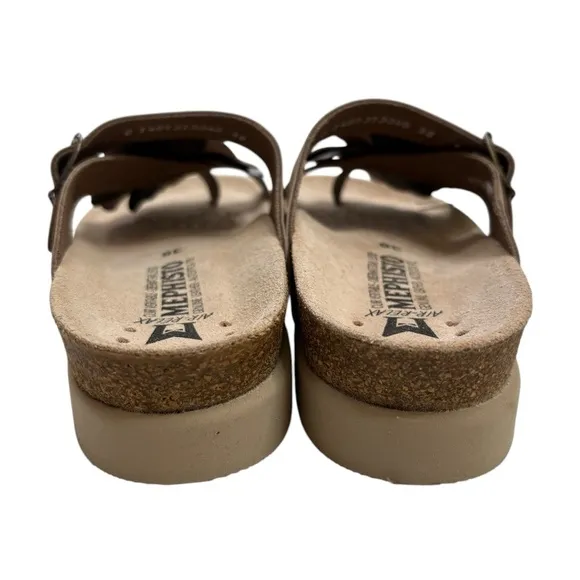 MEPHISTO Helen Tan Gold Floral Women's Thong Sandals SIZE 38 : NWT for $185