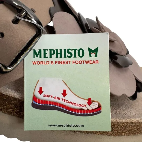 MEPHISTO Helen Tan Gold Floral Women's Thong Sandals SIZE 38 : NWT for $185