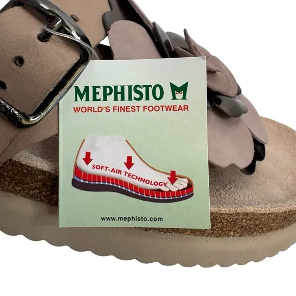 MEPHISTO Helen Tan Gold Floral Women's Thong Sandals SIZE 38 : NWT for $185